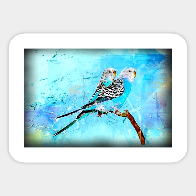 parakeets painting Sticker by tedsox